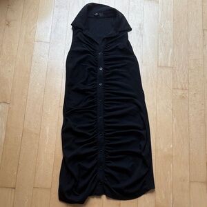 SHEIN Black Ribbed Collar Top